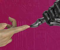 Generative AI in Education Conference back for second year Human and AI fingers touching